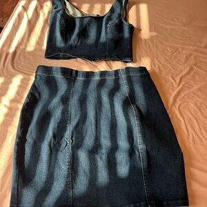 Denim Two-Piece Skirt Set